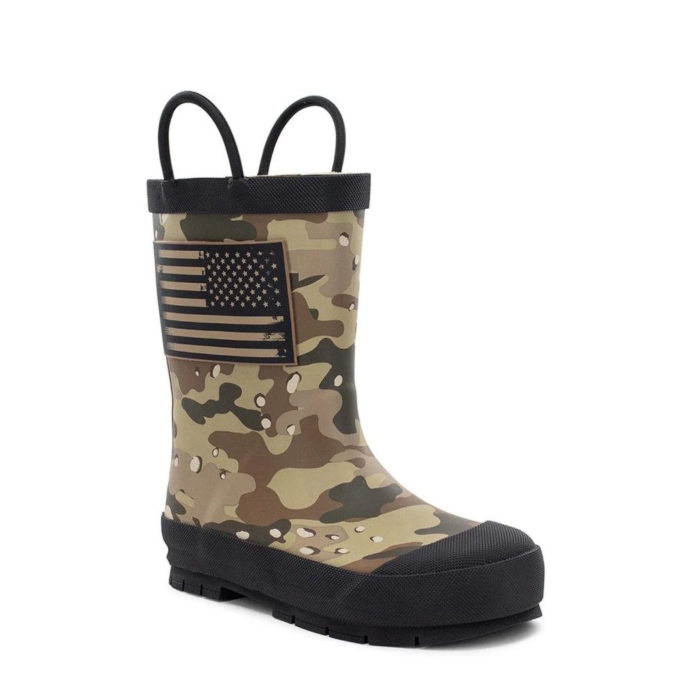 Western Chief, Kids Camo Frontier Flag Rain Boot