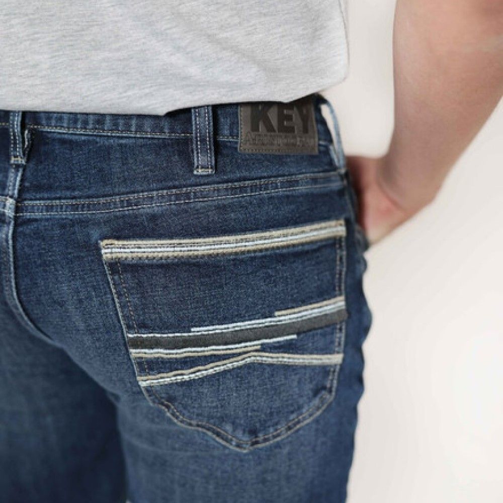 Key, Men's Aristocrat Dark Wash McKey Straight Fit Boot Cut Jeans