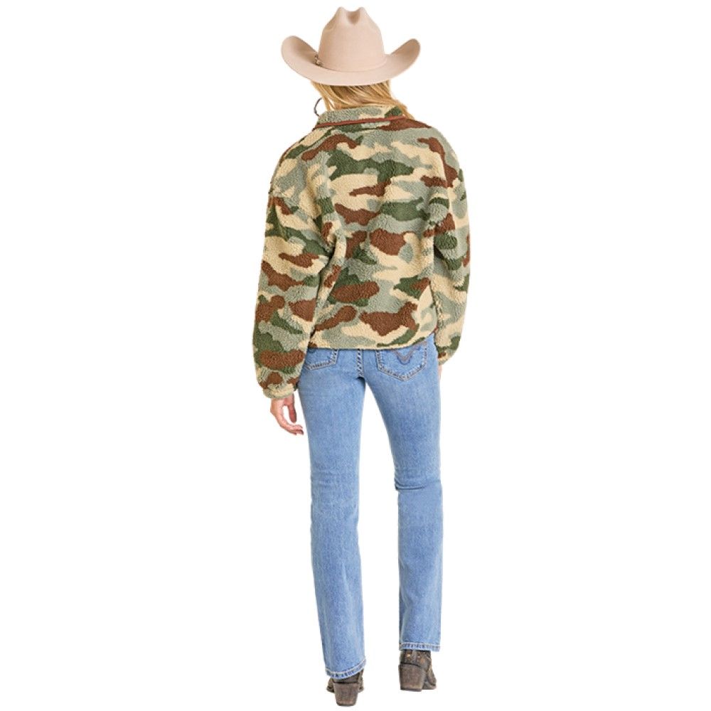 Rock & Roll, Ladies Camo Print Sherpa Pullover