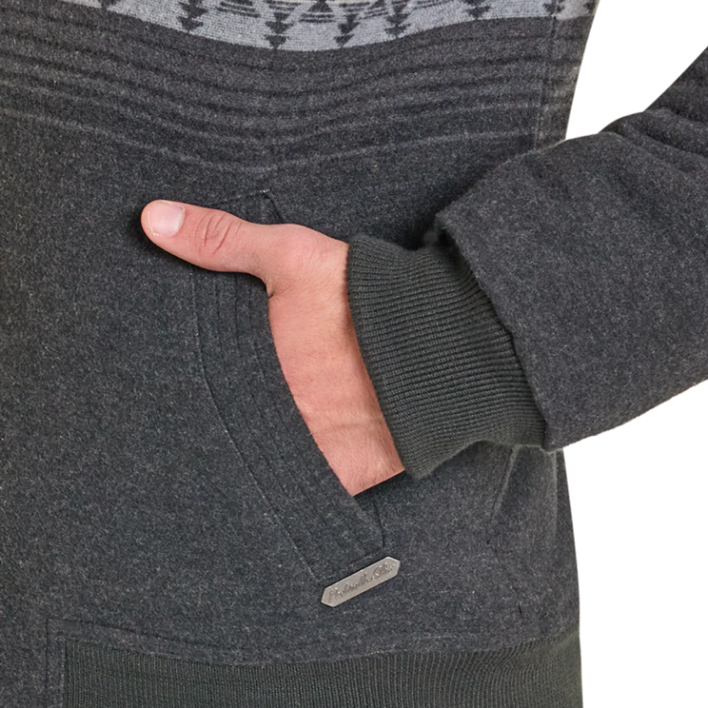 Panhandle, Men's Black Pueblo Aztec Border Jacquard Bomber Jacket