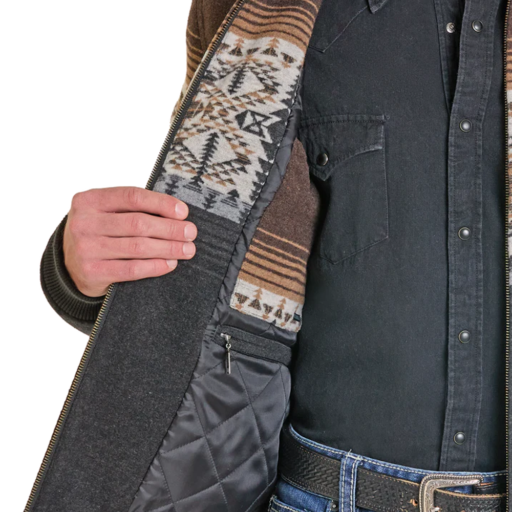 Panhandle, Men's Black Pueblo Aztec Border Jacquard Bomber Jacket