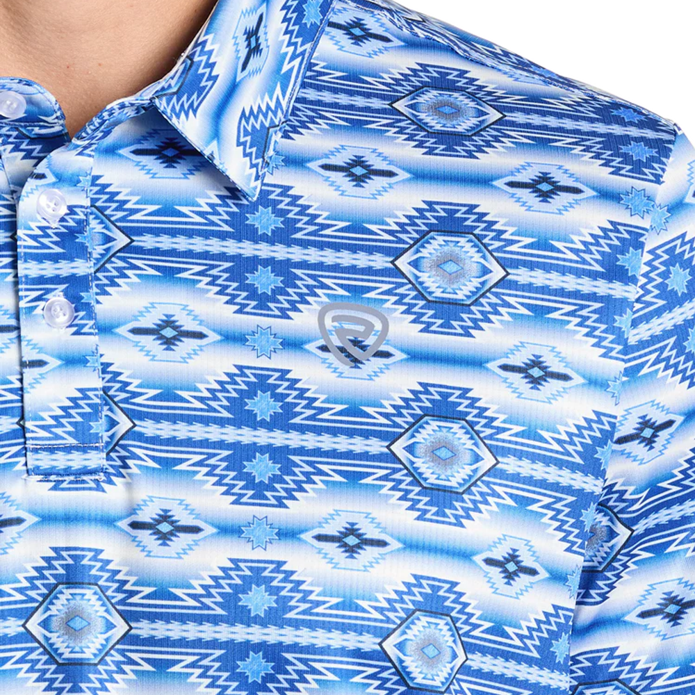 Rock & Roll, Men's Blue Aztec Polo