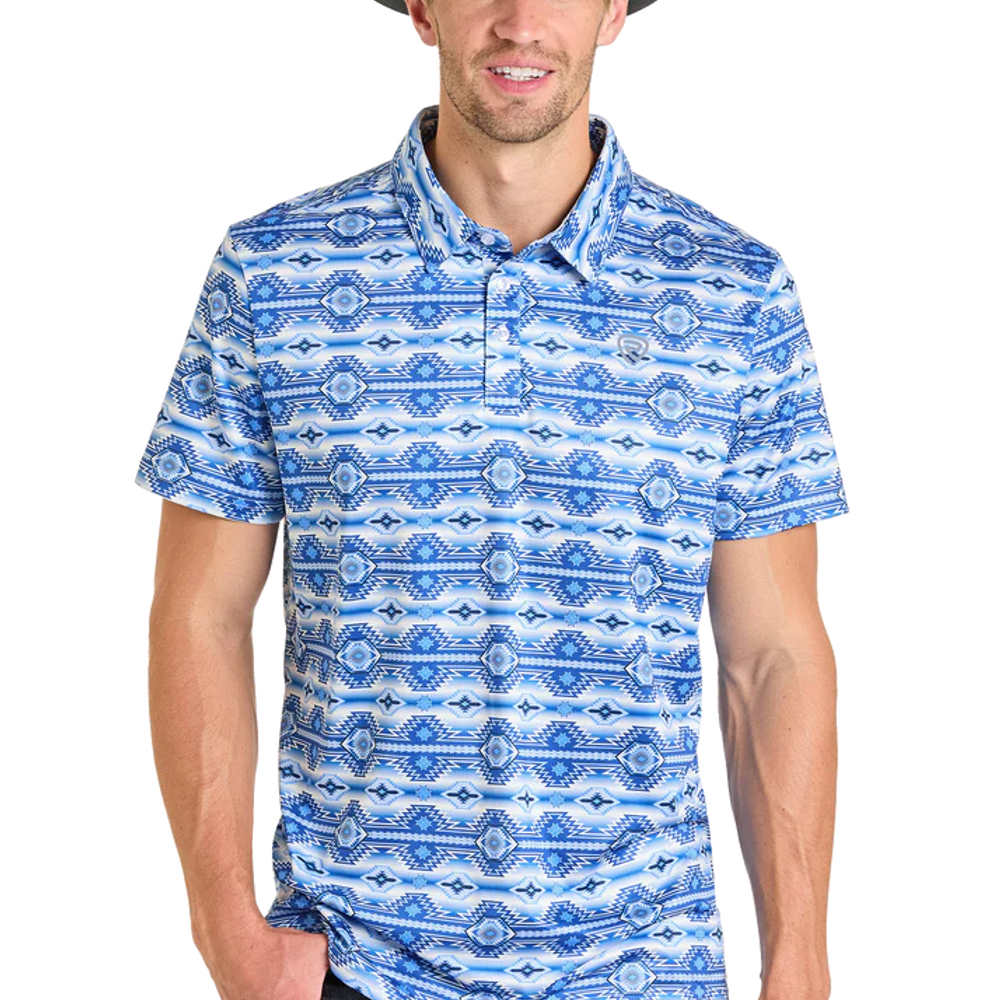 Rock & Roll, Men's Blue Aztec Polo