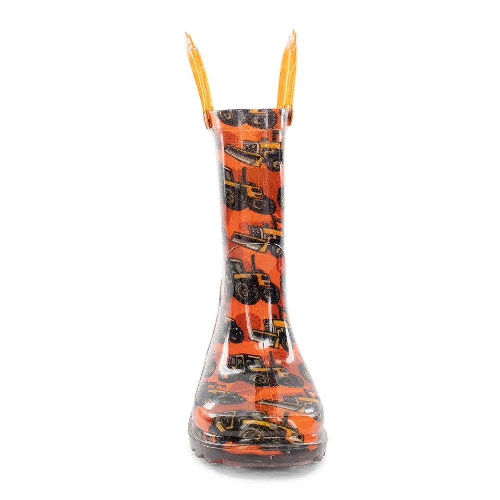 Western Chief, Kids Orange Tractors Lighted Rain Boot