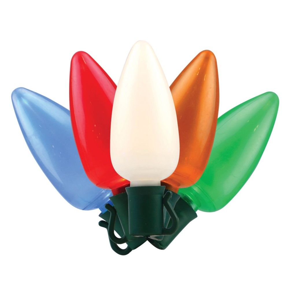 Holiday Bright Lights, Ceramic Multi Retro Classic LED C9 Lights, 25 ct