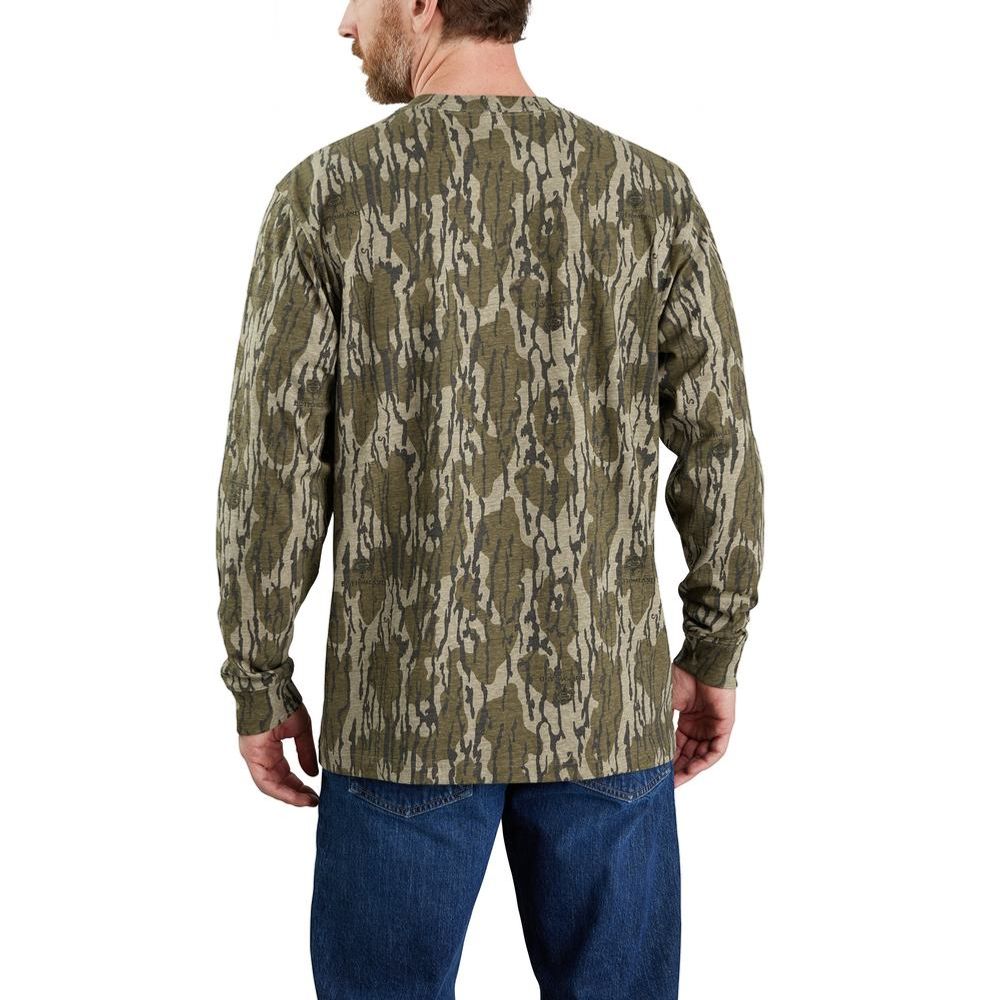 Carhartt, Men's Mossy Oak Bottomland Camo Loose Fit Heavyweight Long-Sleeve Pocket Camo Logo Graphic T-Shirt