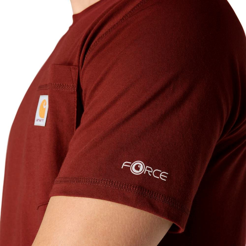 Carhartt, Men's Dark Spice Red Heather Force® Relaxed Fit Short-Sleeve Pocket T-Shirt