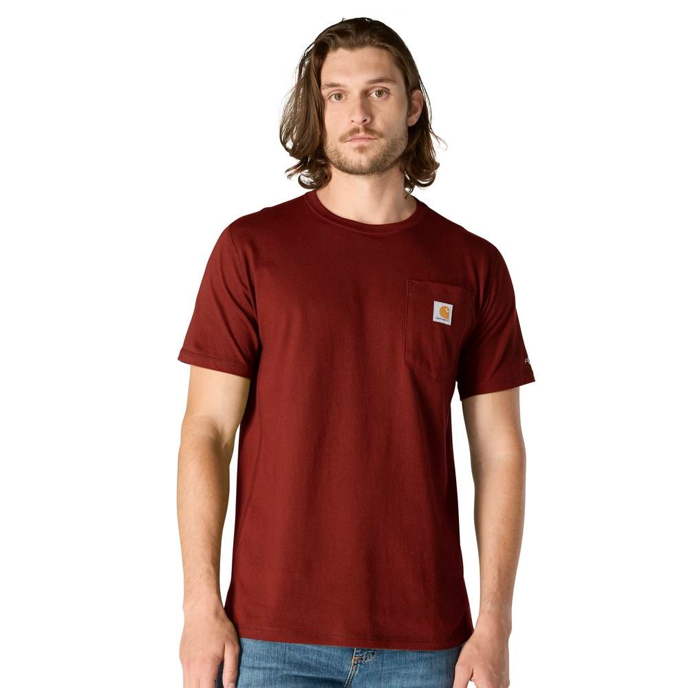 Carhartt, Men's Dark Spice Red Heather Force® Relaxed Fit Short-Sleeve Pocket T-Shirt