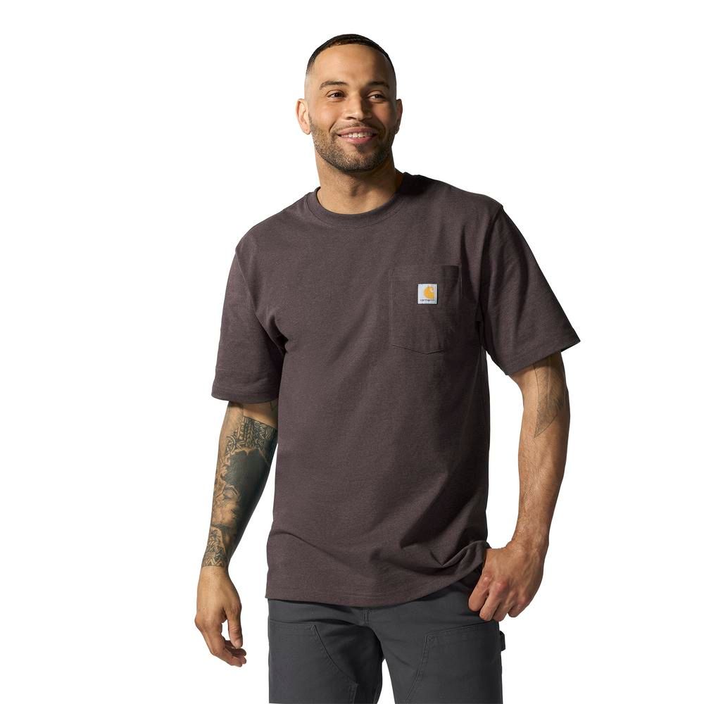 Carhartt, Men's Dark Sepia Heather Loose Fit Heavyweight Short-Sleeve Pocket T-Shirt