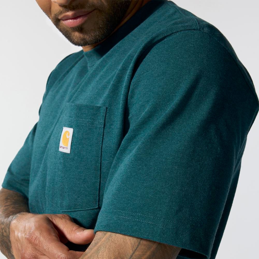 Carhartt, Men's Greenstone Heather Loose Fit Heavyweight Short-Sleeve Pocket T-Shirt