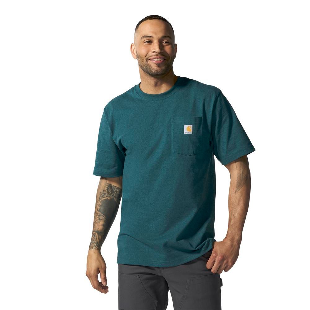 Carhartt, Men's Greenstone Heather Loose Fit Heavyweight Short-Sleeve Pocket T-Shirt