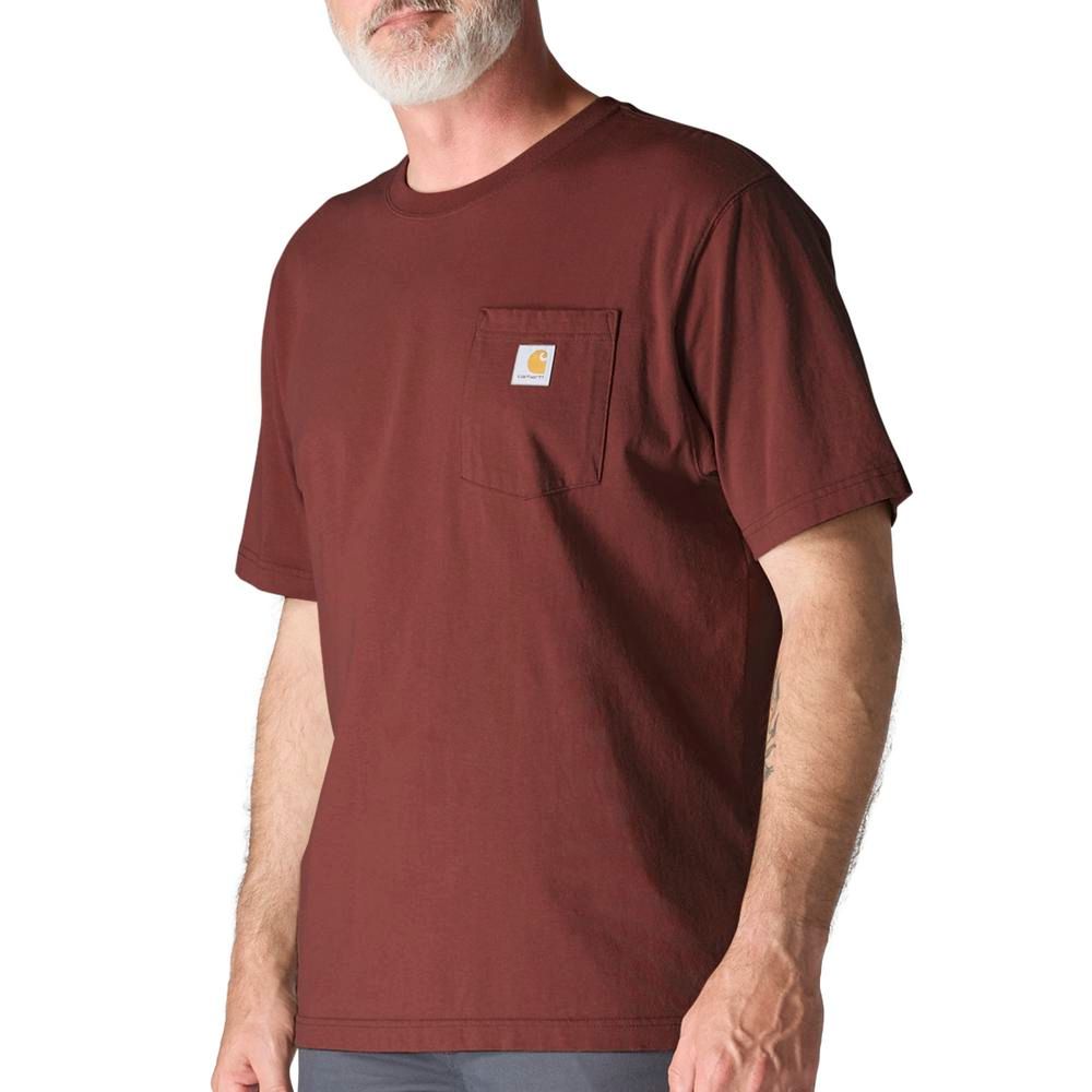 Carhartt, Men's Dark Spice Red Loose Fit Heavyweight Short-Sleeve Pocket T-Shirt