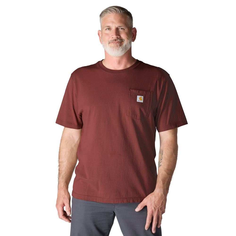 Carhartt, Men's Dark Spice Red Loose Fit Heavyweight Short-Sleeve Pocket T-Shirt
