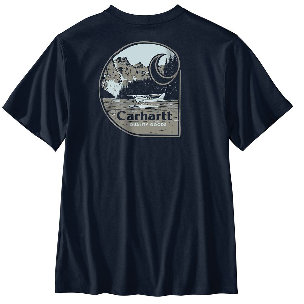 Carhartt, Men's Navy Relaxed Fit Lightweight Short-Sleeve Sea Plane Graphic T-Shirt