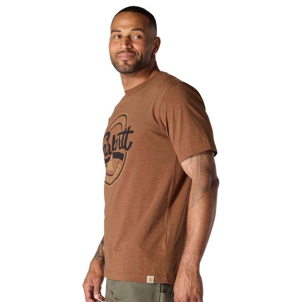 Carhartt, Men's Red Duck Heather Relaxed Fit Lightweight Short-Sleeve Script Graphic T-Shirt