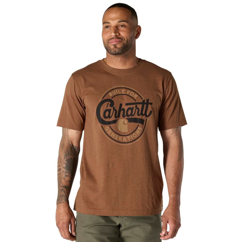 Carhartt, Men's Red Duck Heather Relaxed Fit Lightweight Short-Sleeve Script Graphic T-Shirt