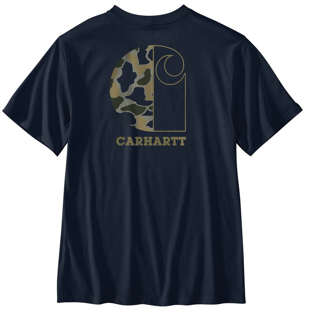 Carhartt, Men's Navy Relaxed Fit Lightweight Short-Sleeve Pocket Camo Graphic T-Shirt