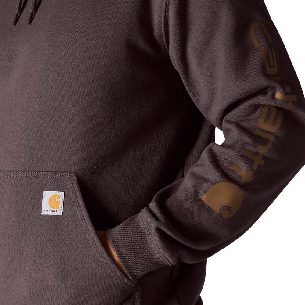 Carhartt, Men's Dark Sepia Loose Fit Midweight Logo Sleeve Graphic Hoodie