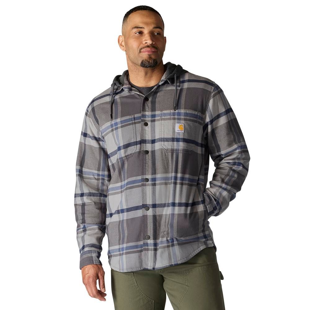 Carhartt, Men's Gravel Rugged Flex® Relaxed Fit Flannel Fleece Lined Hooded Shirt Jac