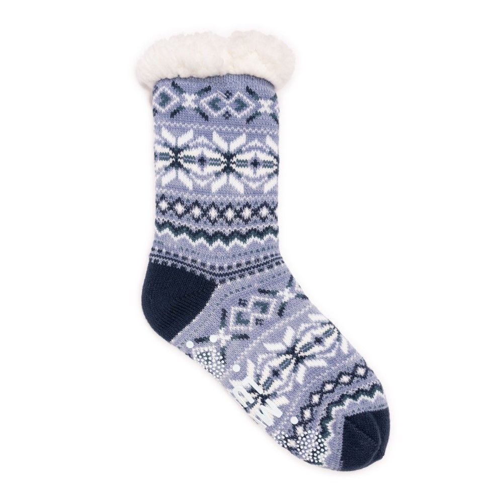 Muk-Luks, Ladies Blue Crew Cabin Socks