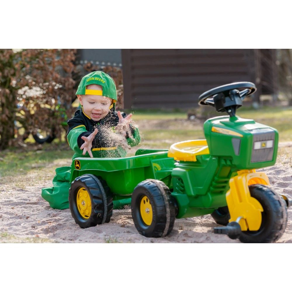 John Deere, 3-Wheeled Pedal Tractor with Trailer 