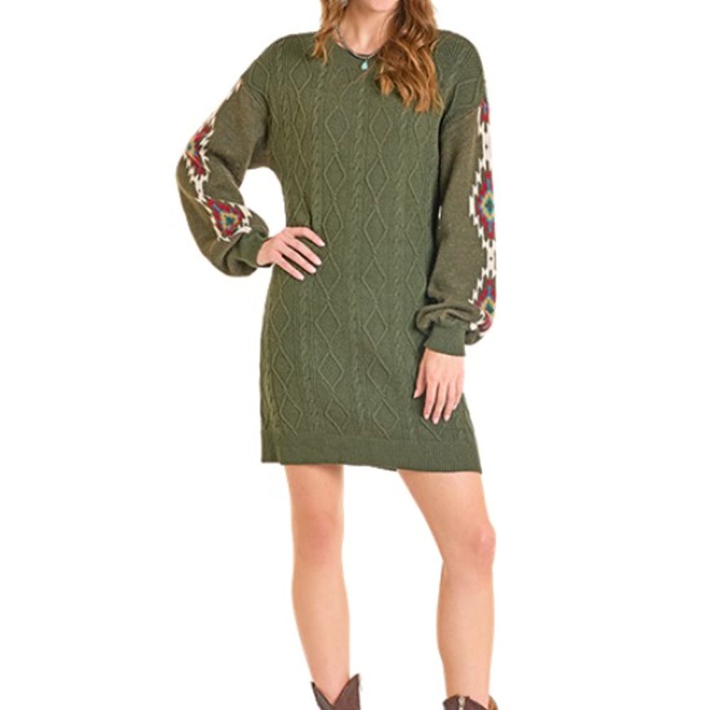 Rock & Roll, Ladies Olive Sweater Dress | Wilco