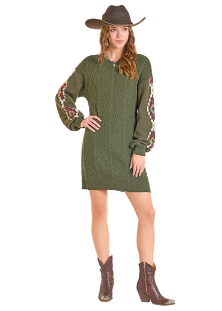 Rock & Roll, Ladies Olive Sweater Dress | Wilco Rock & Roll, Ladies Olive Sweater Dress | Wilco