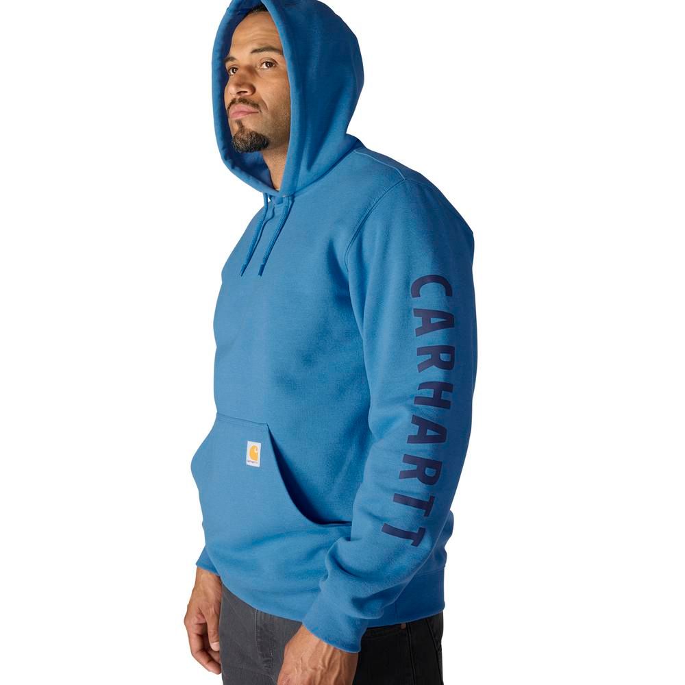 Carhartt, Men's Horizon Blue Heather Rain Defender® Loose Fit Midweight Logo Graphic Sweatshirt