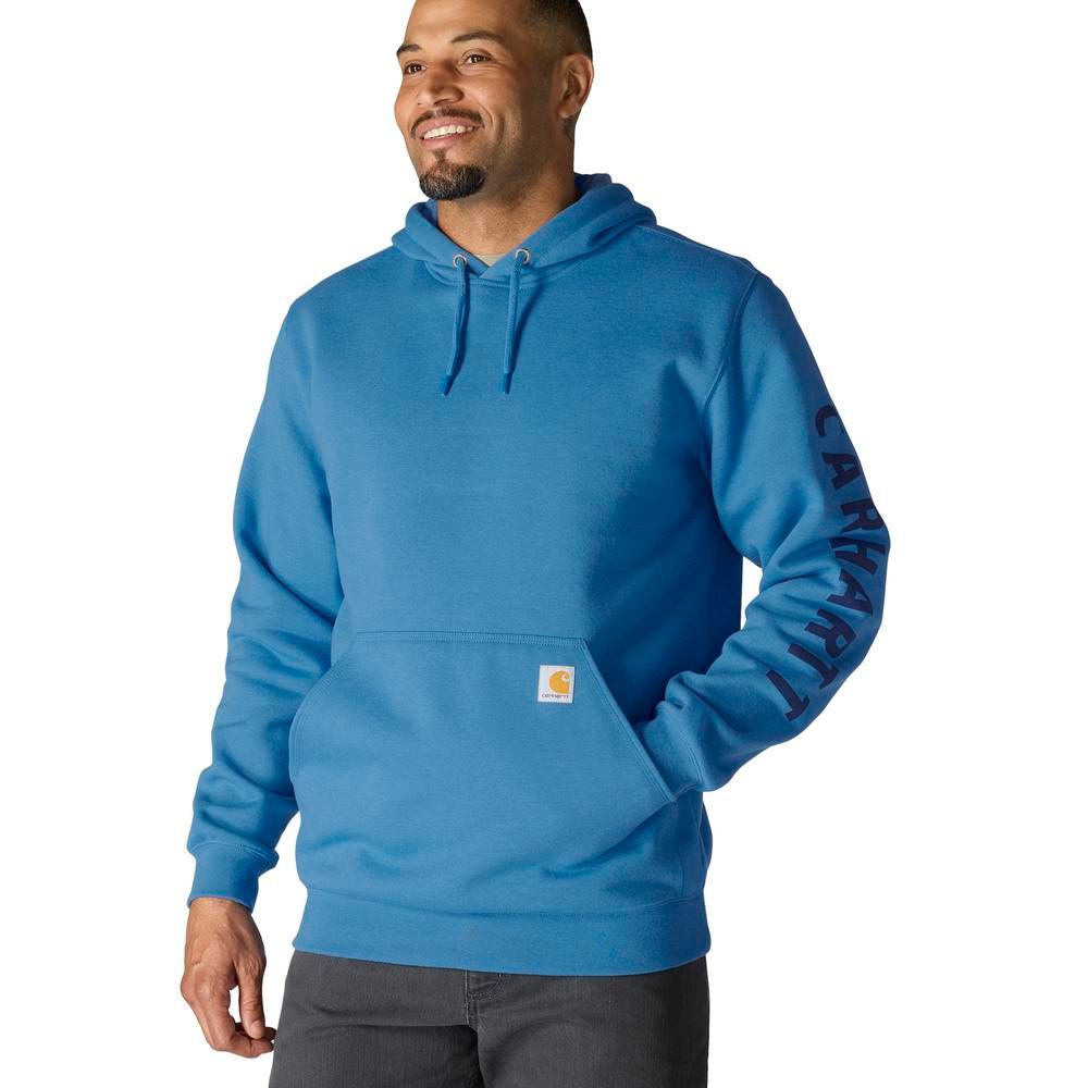 Carhartt, Men's Horizon Blue Heather Rain Defender® Loose Fit Midweight Logo Graphic Sweatshirt