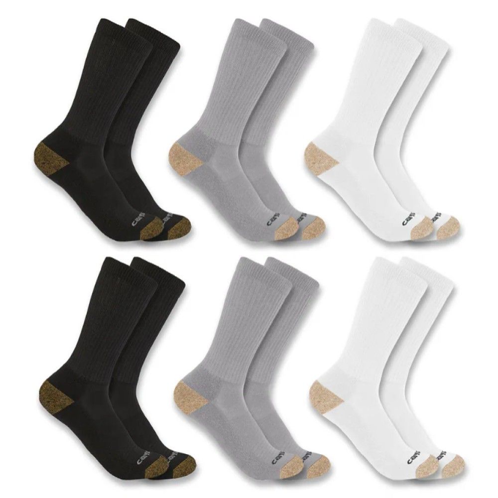 Carhartt, Men's Carbon Assorted Midweight Crew Sock, 6 pk
