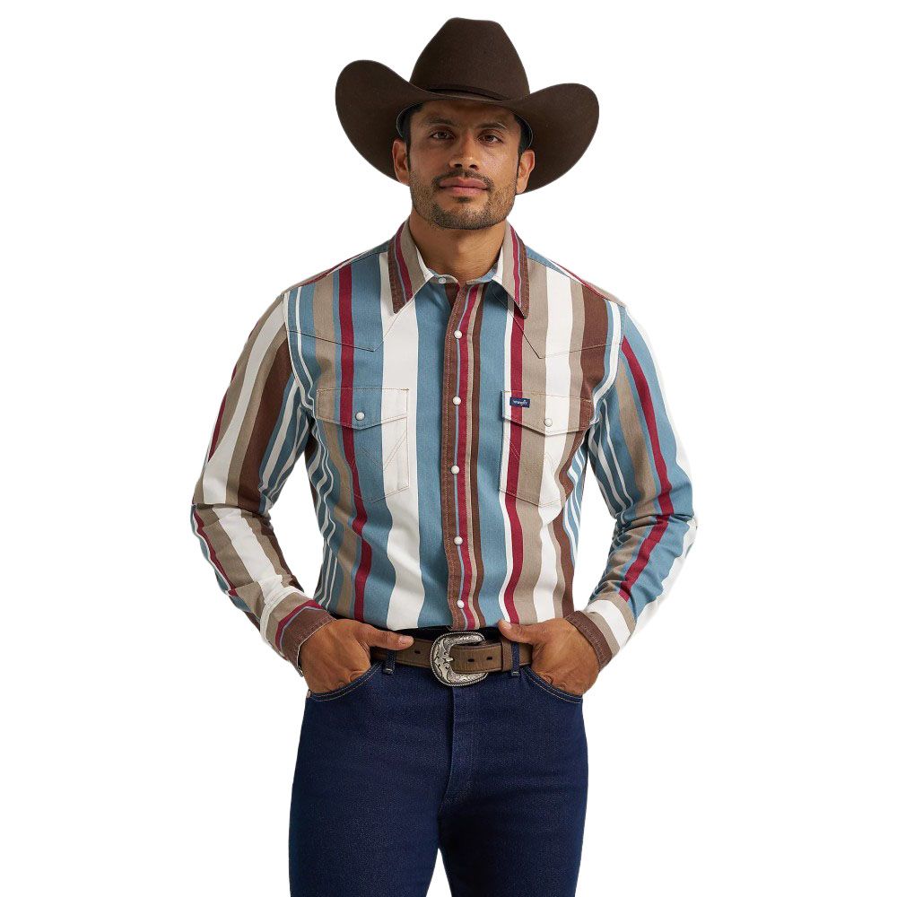 Chemise Vintage Wrangler Homme XL - Bleu, Western, Perle Snap, Plaid Brushpopper