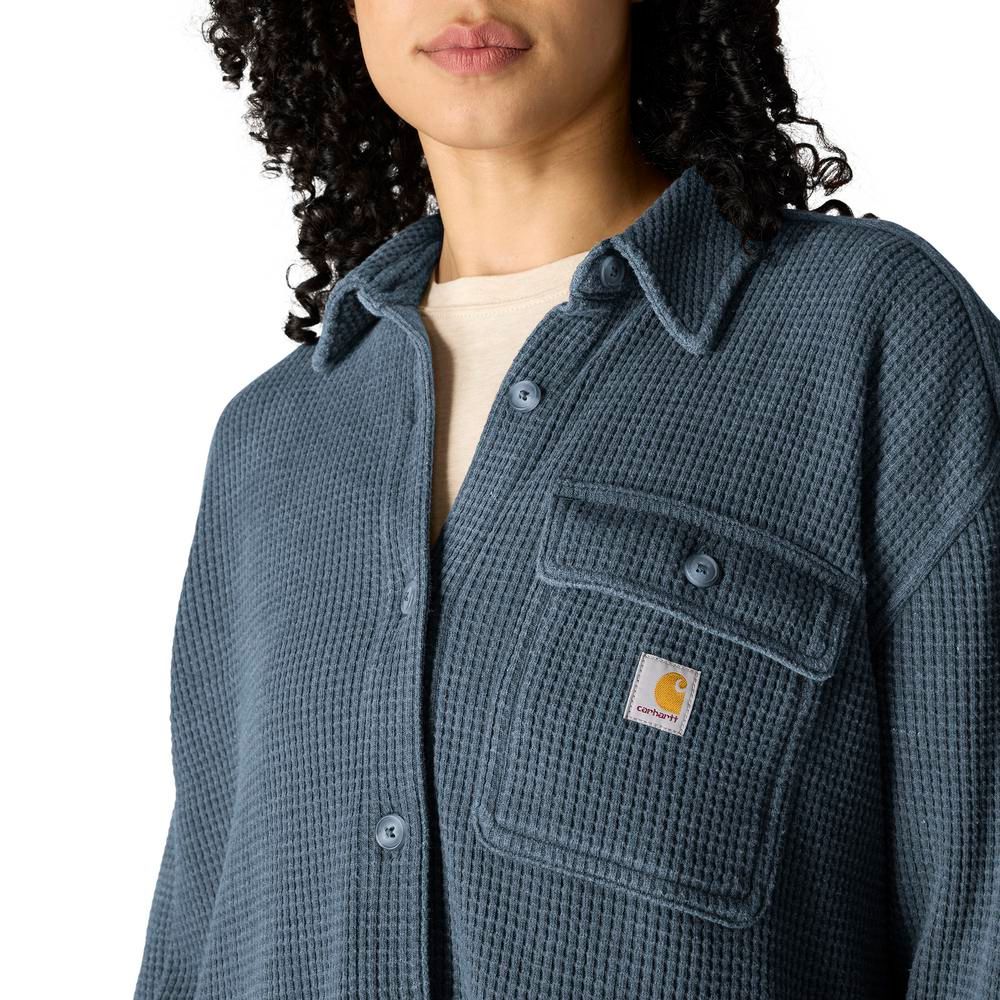 Carhartt, Ladies Faded Navy Oversized-Fit Heavyweight Waffle Knit Shirt