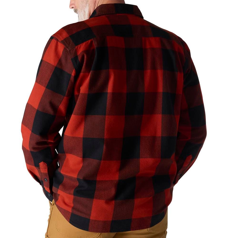 Carhartt, Men's Spice Red Loose Fit Heavyweight Flannel Long-Sleeve Plaid Shirt