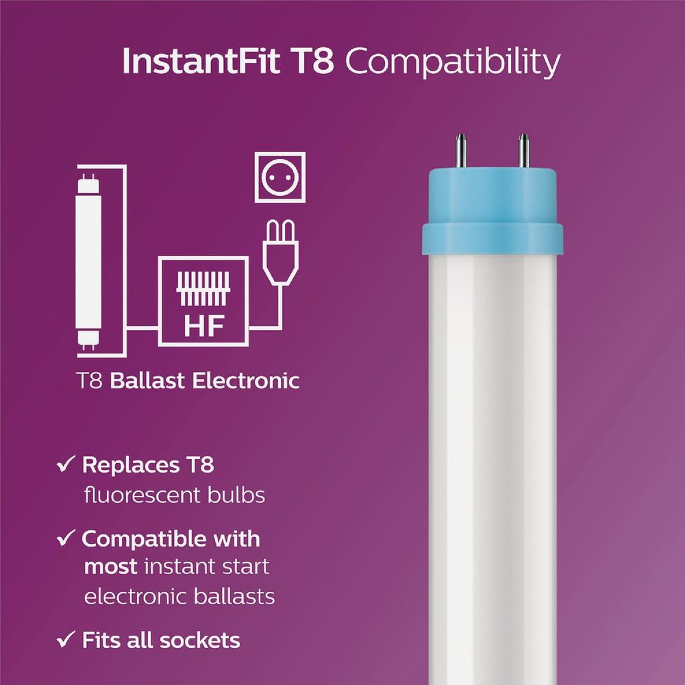 Philips Instant Fit 32W Equivalent 48 In. Cool White T8 Type A LED Tube Light Bulb (10-Pack)