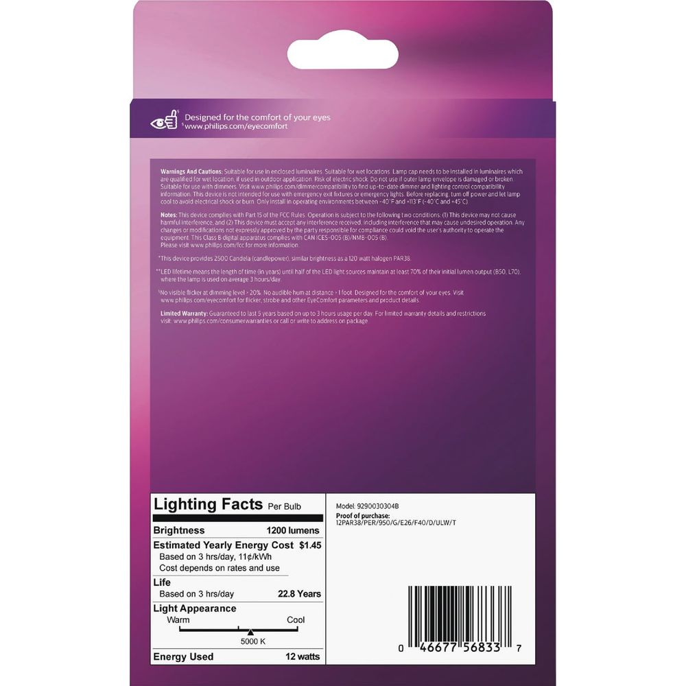 Philips 120W Equivalent Daylight PAR38 Medium Dimmable LED Floodlight Light Bulb