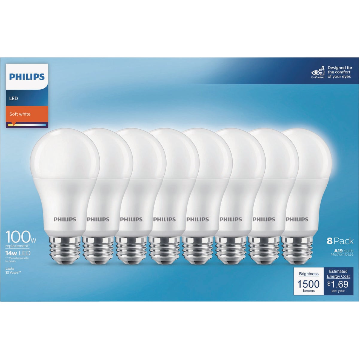 Philips 100W Equivalent Soft White A19 Medium LED Light Bulb (8-Pack)