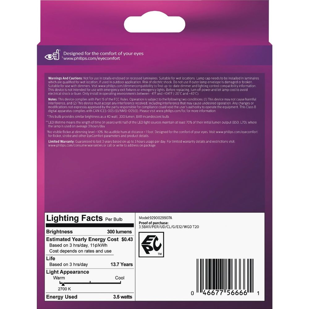 Philips Ultra Definition 40W Equivalent Soft White BA11 Candelabra LED Decorative Light Bulb (3-Pack)