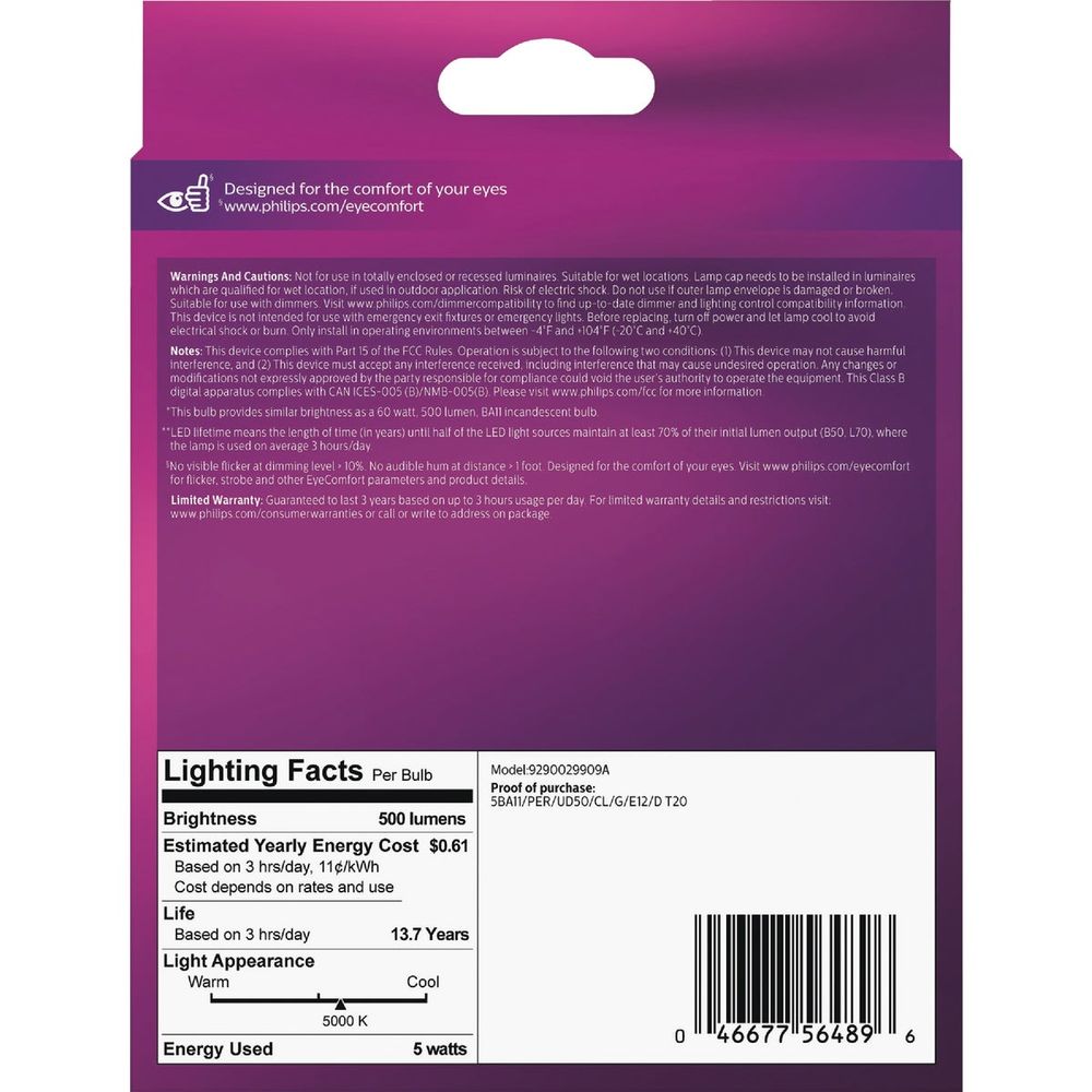 Philips Ultra Definition 60W Equivalent Daylight BA11 Candelabra LED Decorative Light Bulb (3-Pack)
