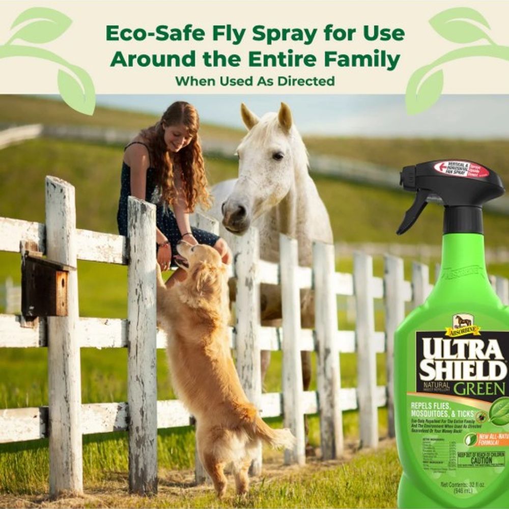 Absorbine, UltraShield Green Natural Fly Repellent for Horses, 32 oz