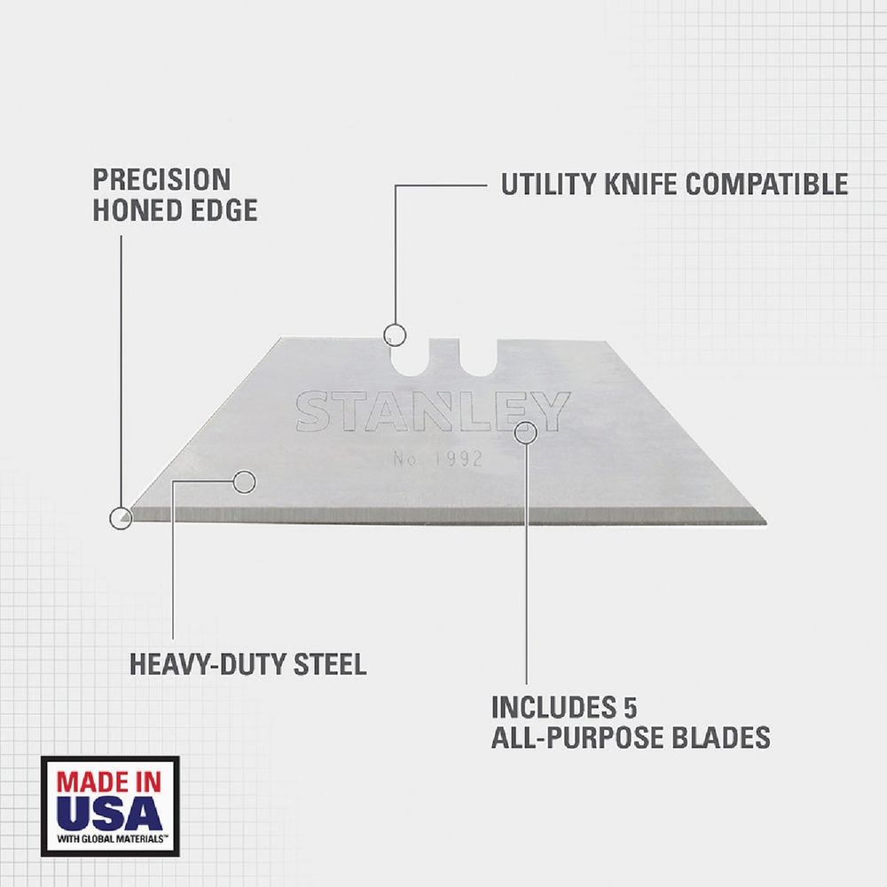 Stanley 2-Point Heavy-Duty 2-7/16 In. Utility Knife Blade (5-Pack)