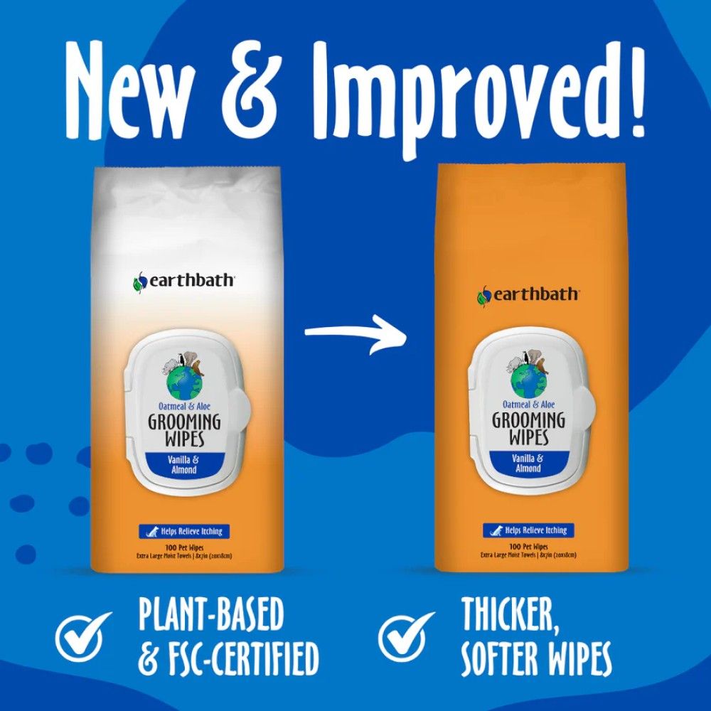 Earthbath, Oatmeal & Aloe Pet Grooming Wipes, 100 ct