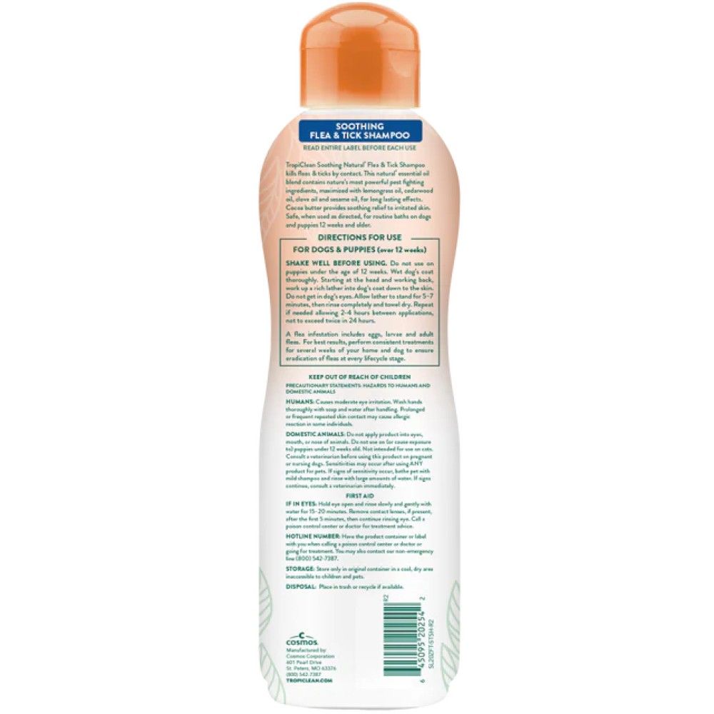 Tropiclean, Natural Flea & Tick Soothing Shampoo for Dogs, 20 oz