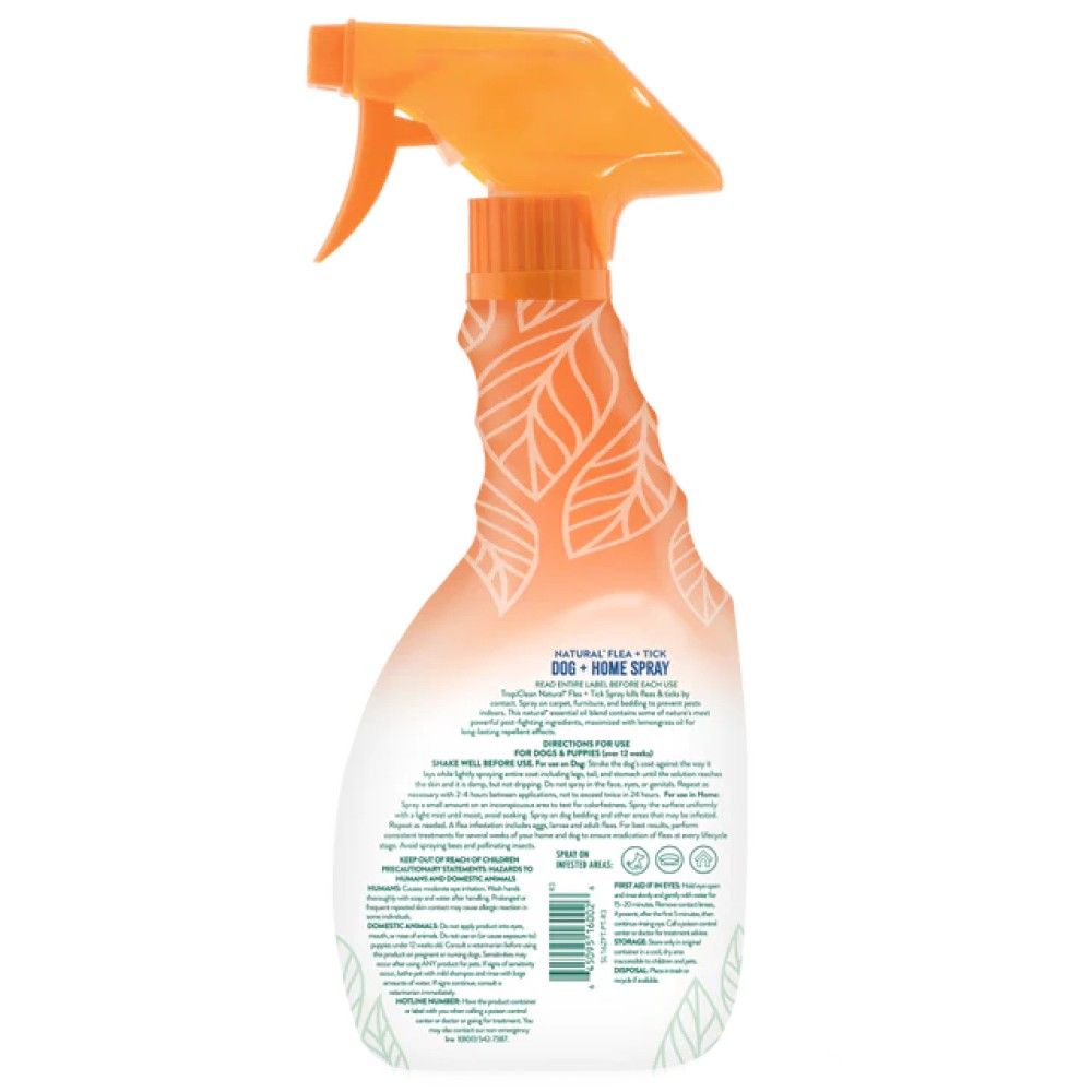 Tropiclean, Natural Flea & Tick Pet & Bedding Spray for Dogs, 16 oz