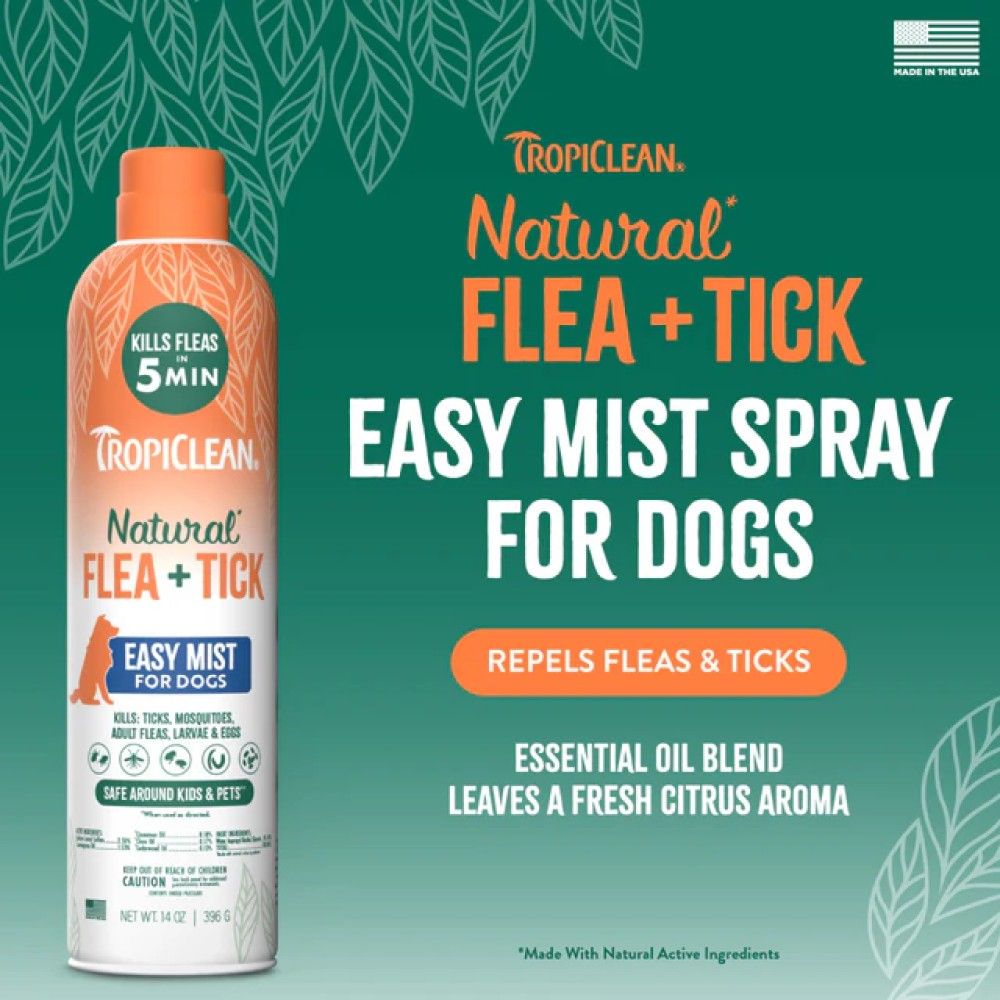 Tropiclean, Natural Flea & Tick Dog & Home Easy Mist Spray, 14 oz