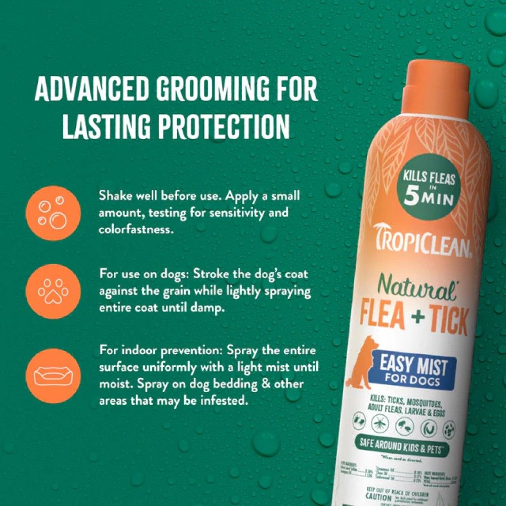 Tropiclean, Natural Flea & Tick Dog & Home Easy Mist Spray, 14 oz