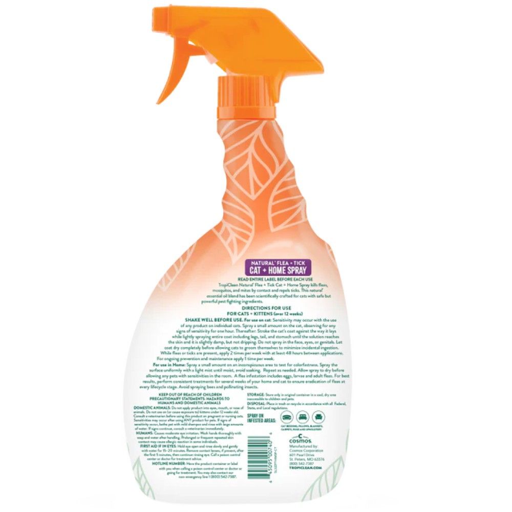 Tropiclean, Natural Flea & Tick Home Spray for Cat, 32 oz