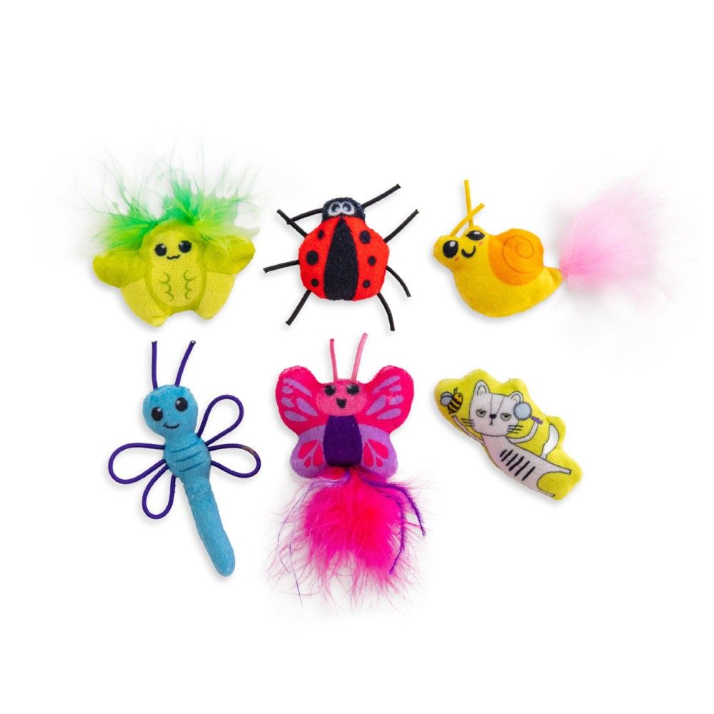 Outward Hound, Cute As A Bug Plush Cat Toys, 6 pk