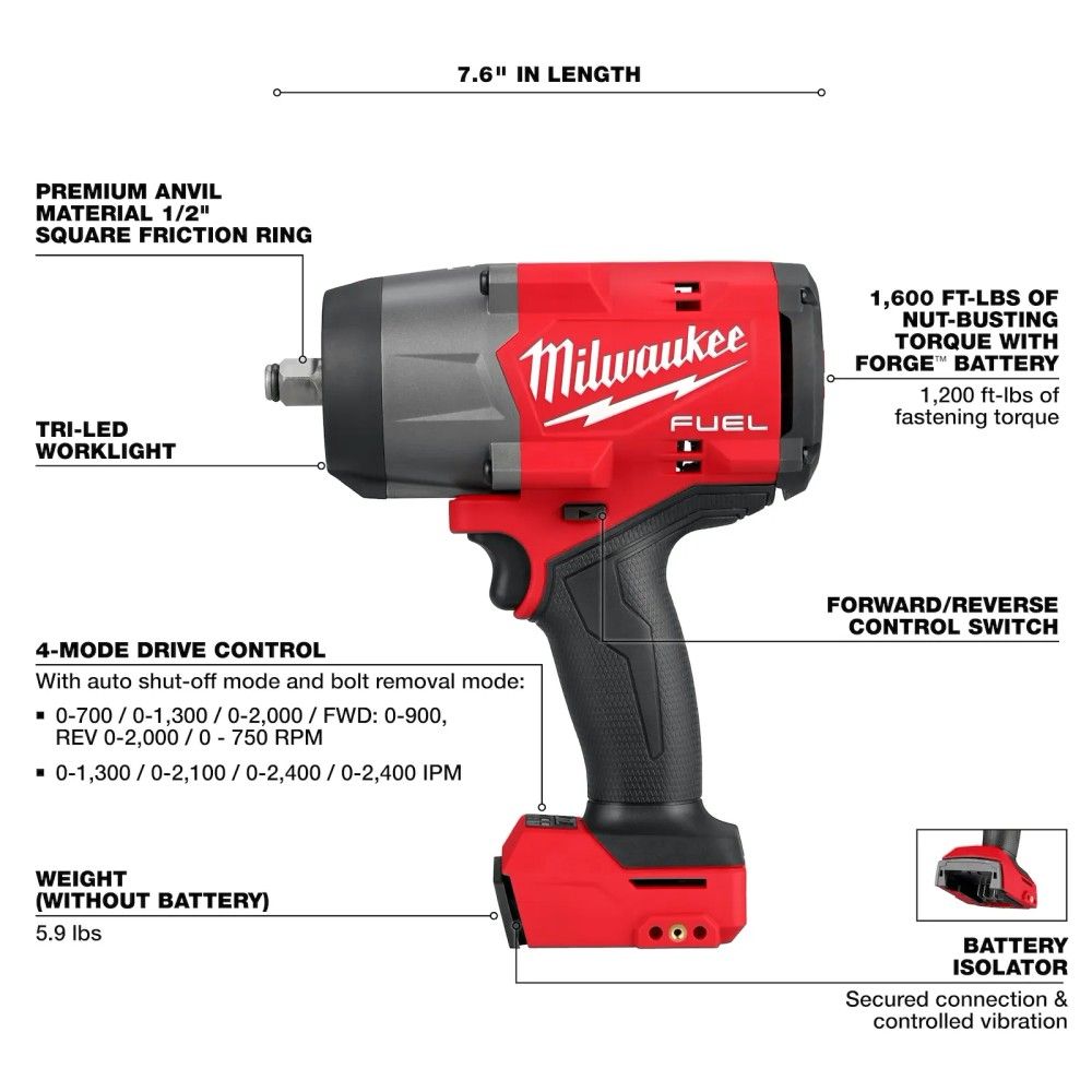 Milwaukee, M18 FUEL™ 1/2" High Torque Impact Wrench with Friction Ring Kit