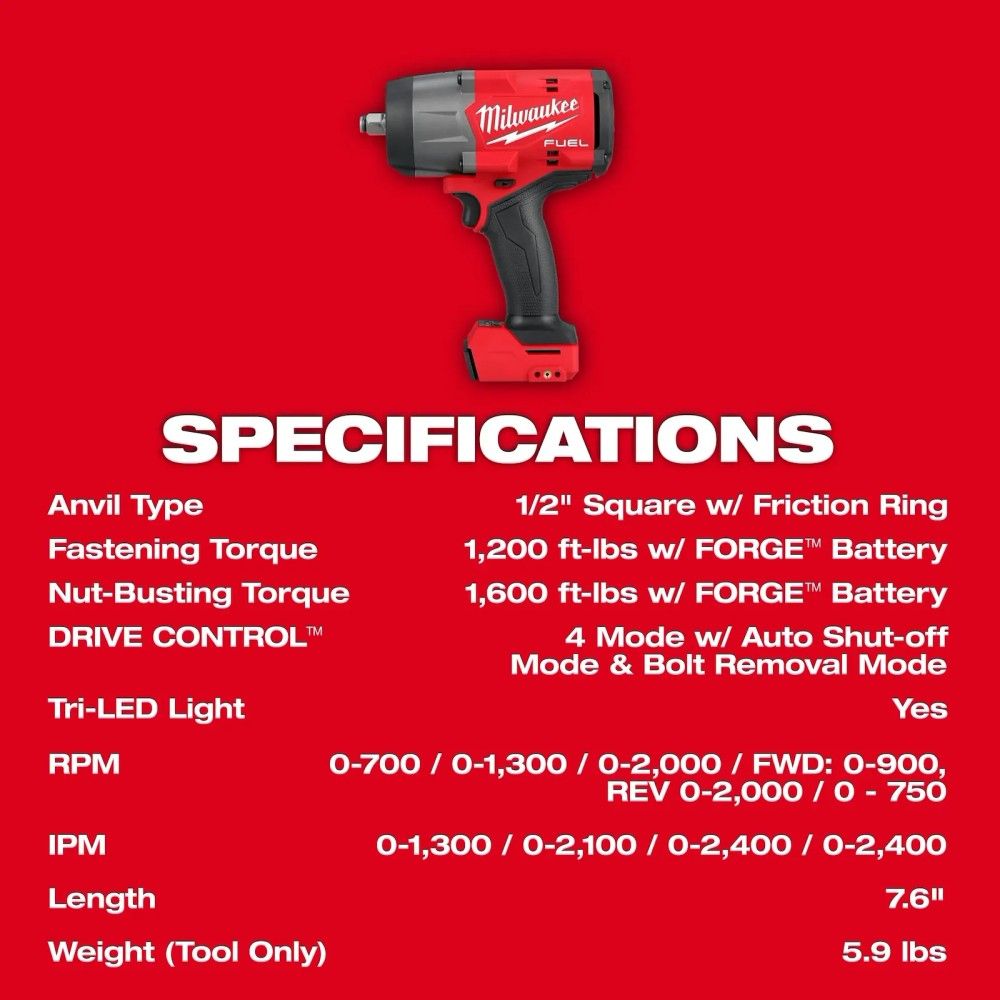 Milwaukee, M18 FUEL™ 1/2" High Torque Impact Wrench with Friction Ring Kit