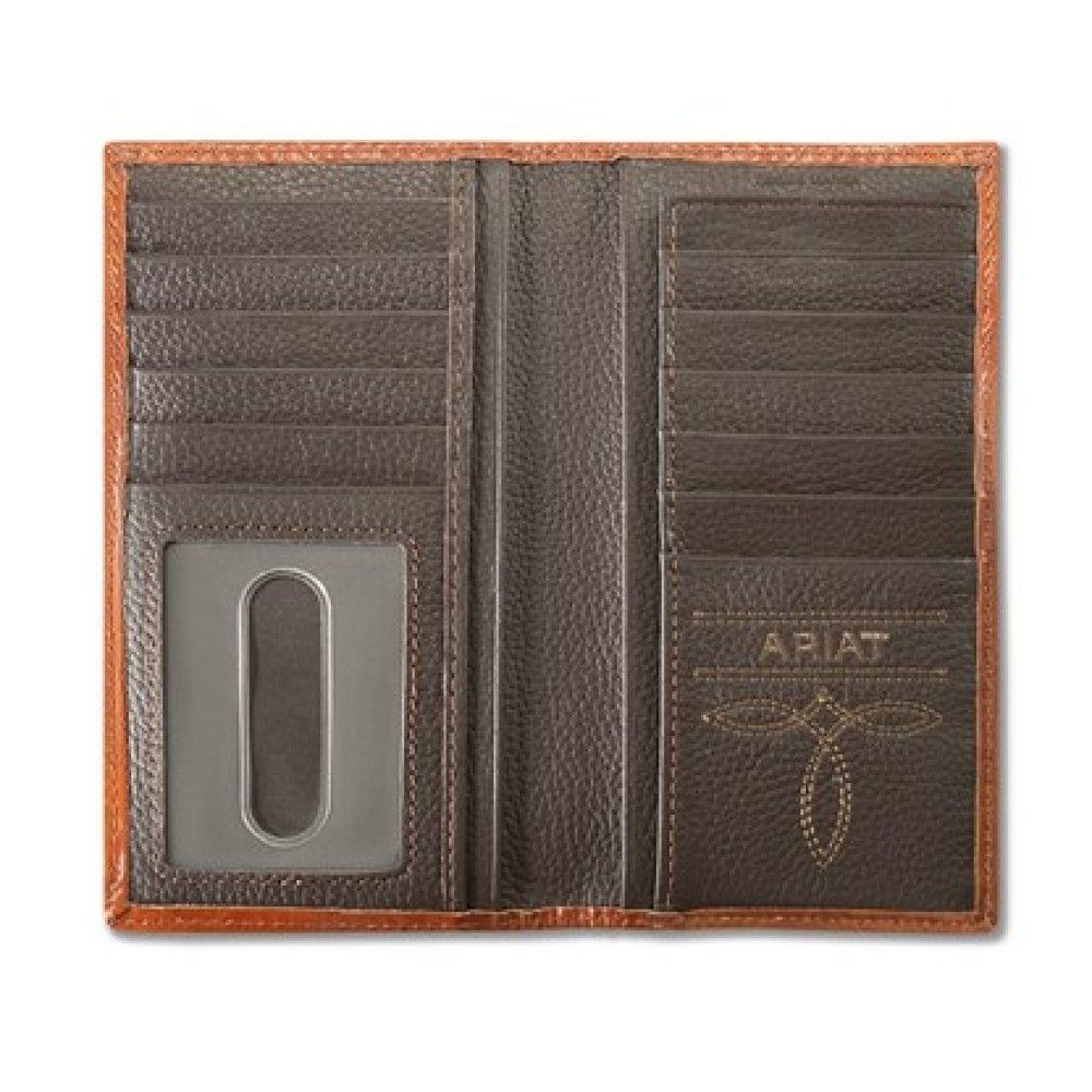 Ariat, Men's Brown Laser Etched Leather Rodeo Wallet